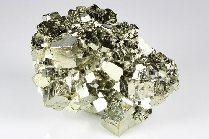 Shiny, Cubic Pyrite Crystal Cluster - Peru #178384
